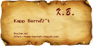 Kapp Bernát névjegykártya